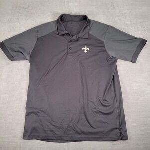 Antigua New Orleans Saints NFL Polo‎ Shirt Striped Short Sleeve Golfing Lg